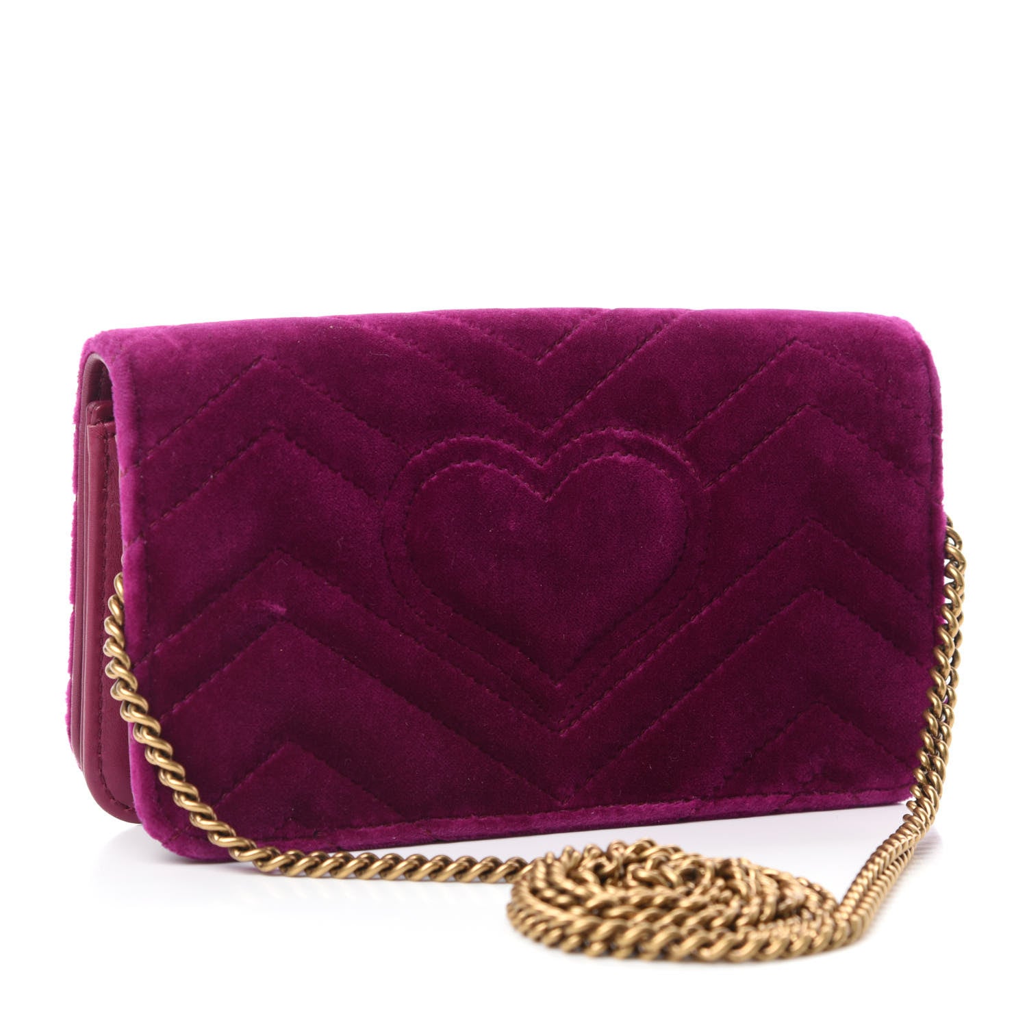 Gucci Velvet Matelasse GG Marmont Mini Bag Fuchsia Violet Cyclamen 3 of 9