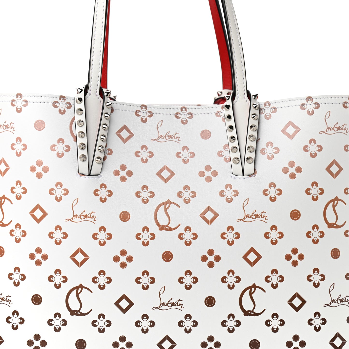 Calfskin Patent Degrade Loubinthesky East West Cabata Tote White