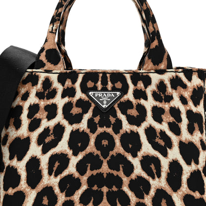 Prada Canvas Leopard Print Small Tote Miele 7 of 9