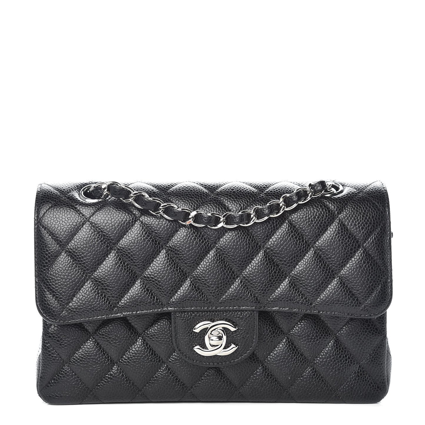 Caviar Quilted Small Double Flap Black