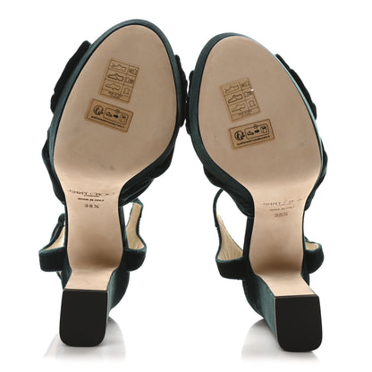 Jimmy Choo Velvet Heloise 120 Platform Sandals 38.5 Dark Green 6 of 8