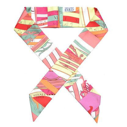 Hermes Silk Astrologie Twilly Rose Corail Vert Fluo 1 of 4