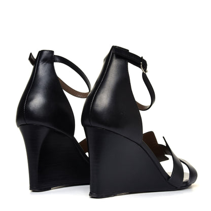 Hermes Calfskin Legend Wedge Sandals 40 Black 5 of 12