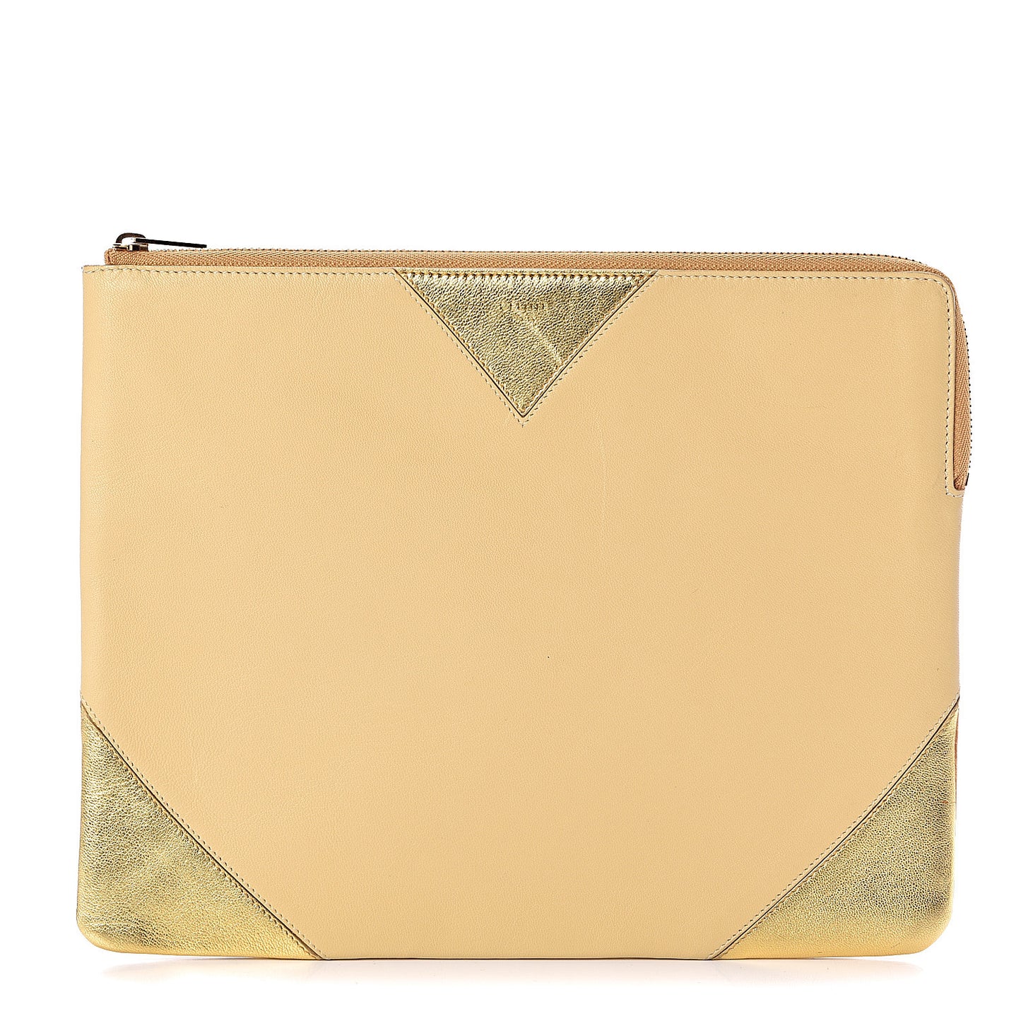 Metallic Lambskin Bi-Color Coeur Ipad Clutch Gold