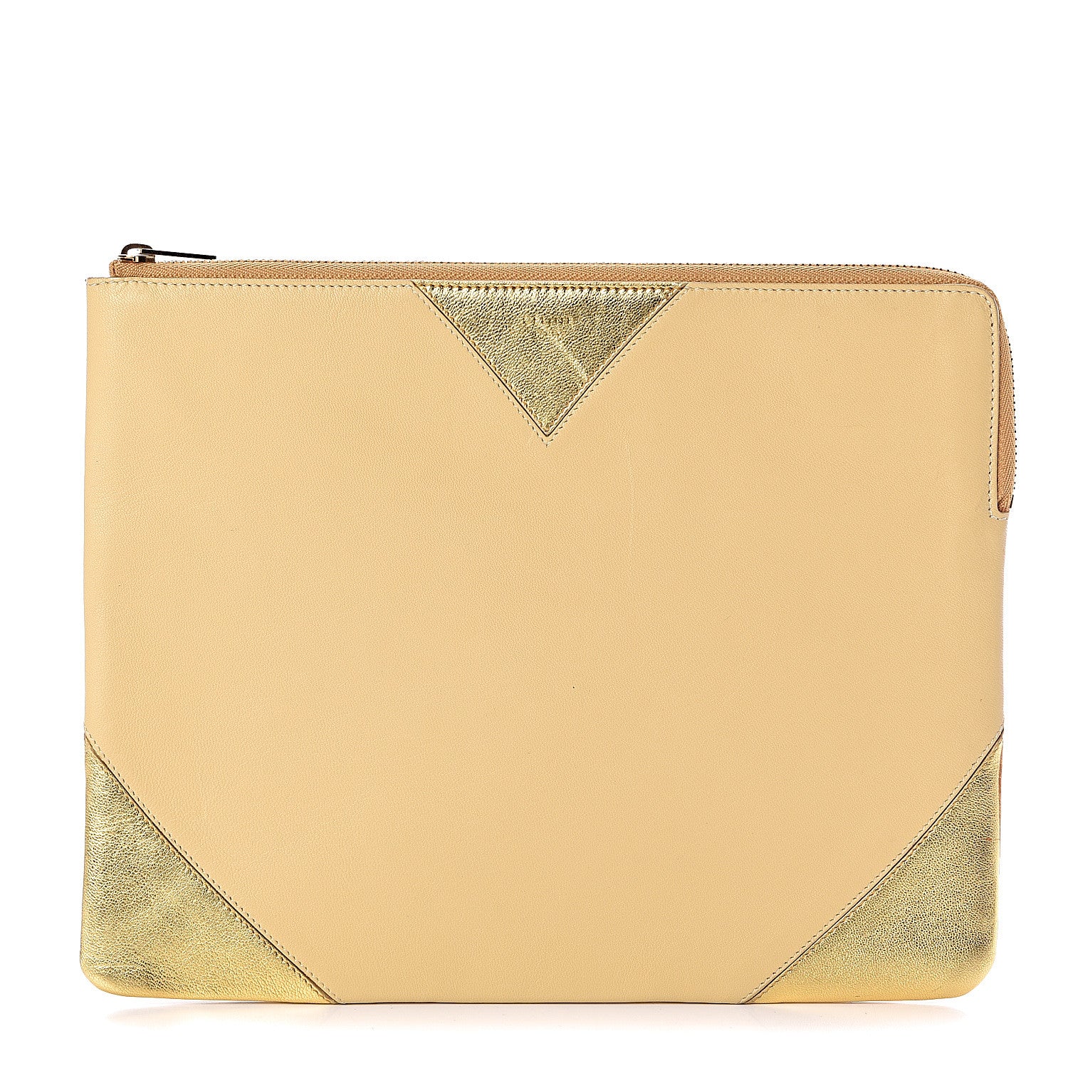 Celine Metallic Lambskin Bi-Color Coeur Ipad Clutch Gold 1 of 10