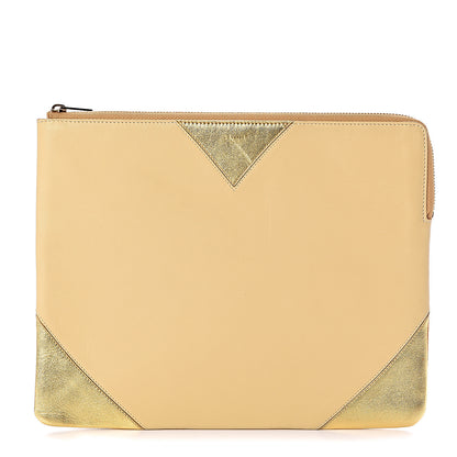 Celine Metallic Lambskin Bi-Color Coeur Ipad Clutch Gold 1 of 10