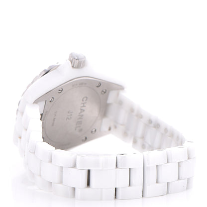 Chanel Stainless Steel Ceramic Diamond Bezel 33mm J12 Quartz Watch White 3 of 7