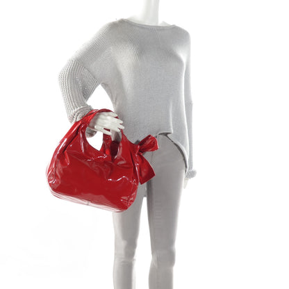 Valentino Garavani Patent Lacca Large Nuage Bow Hobo Red 2 of 8