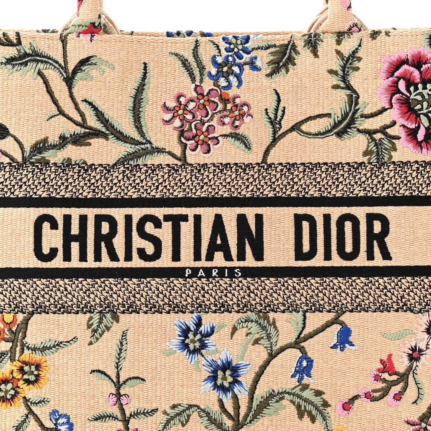 Christian Dior Raffia Embroidered Petites Fleurs Medium Book Tote Natural 8 of 10