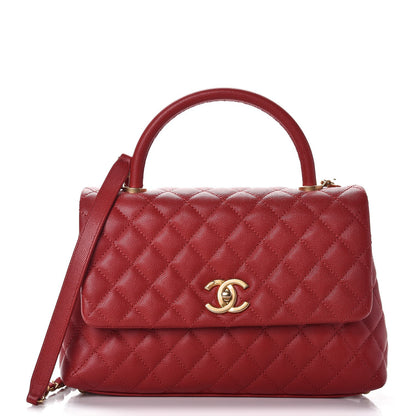 Chanel Caviar Quilted Small Coco Handle Flap Red 1 of 8