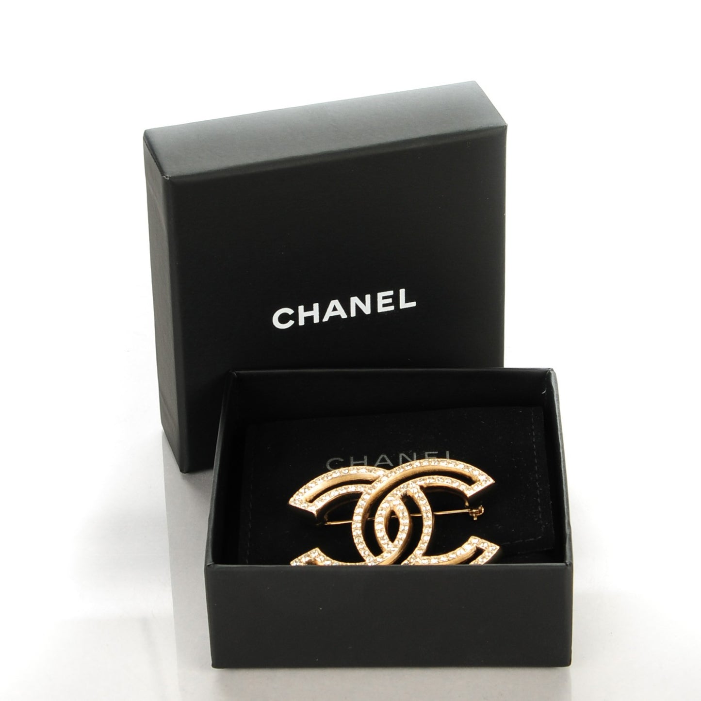Crystal CC Brooch Light Gold