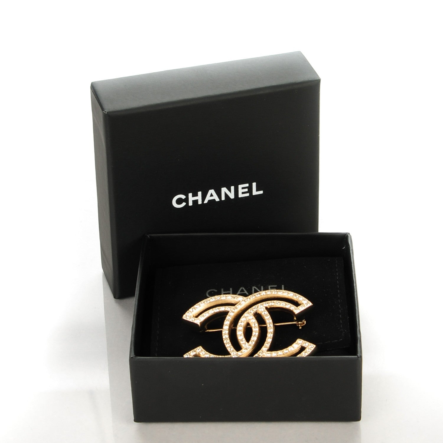 Chanel Crystal CC Brooch Light Gold 4 of 5