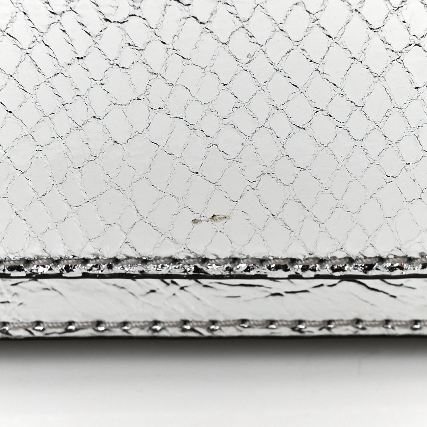 Marc Jacobs Metallic Sequin Snake Embossed Calfskin Stripe Snapshot Camera Bag Silver 13 of 14