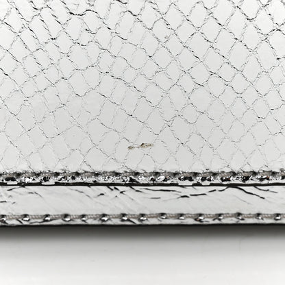 Marc Jacobs Metallic Sequin Snake Embossed Calfskin Stripe Snapshot Camera Bag Silver 13 of 14