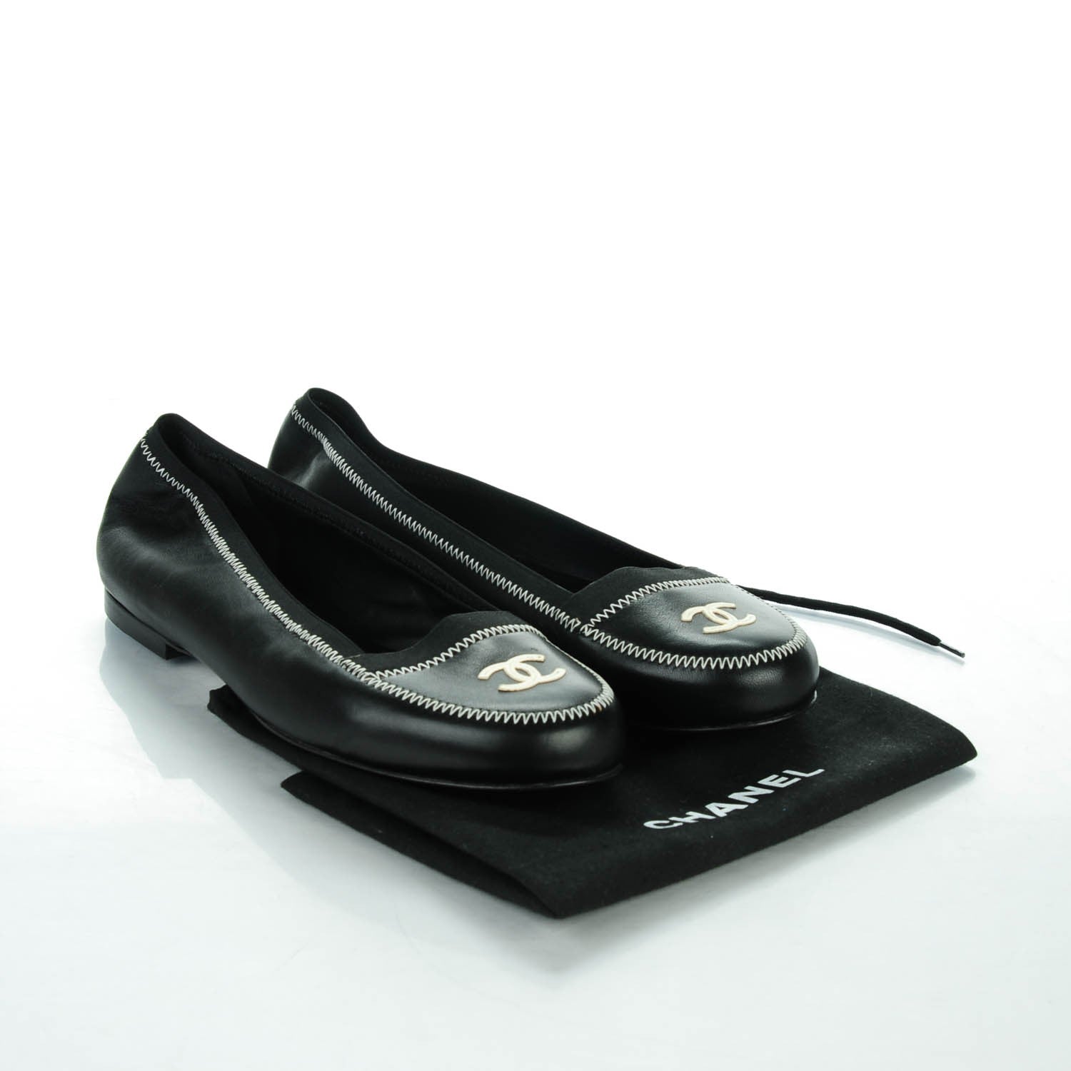Chanel Lambskin Elastic Mocassin CC Flats 40.5 Black 8 of 8