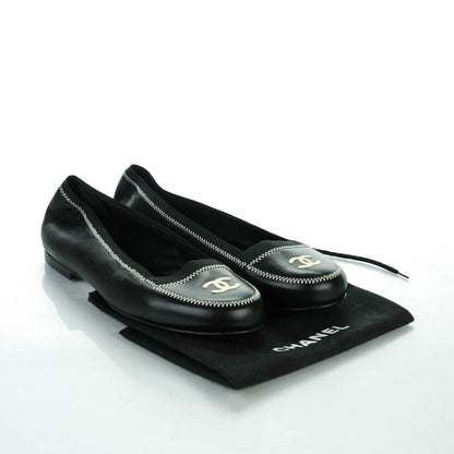 Chanel Lambskin Elastic Mocassin CC Flats 40.5 Black 8 of 8