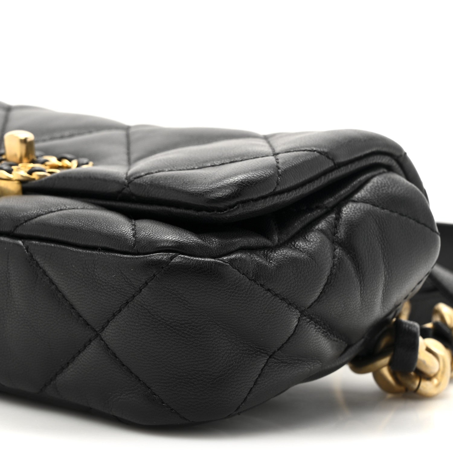 Chanel Goatskin Quilted Chanel 19 Waist Bag Black 9 of 10