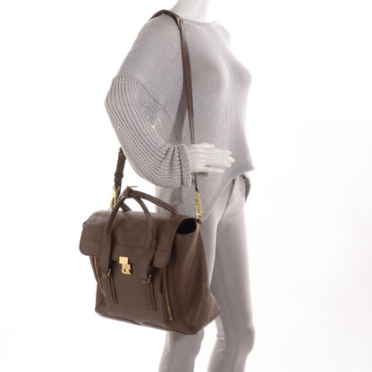 3.1 Phillip Lim 3.1 Textured Calfskin Large Pashli Satchel Taupe 2 of 12