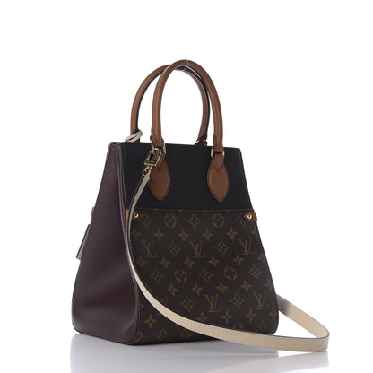 Louis Vuitton Calfskin Monogram Fold Tote MM Black Wine Cream 2 of 10