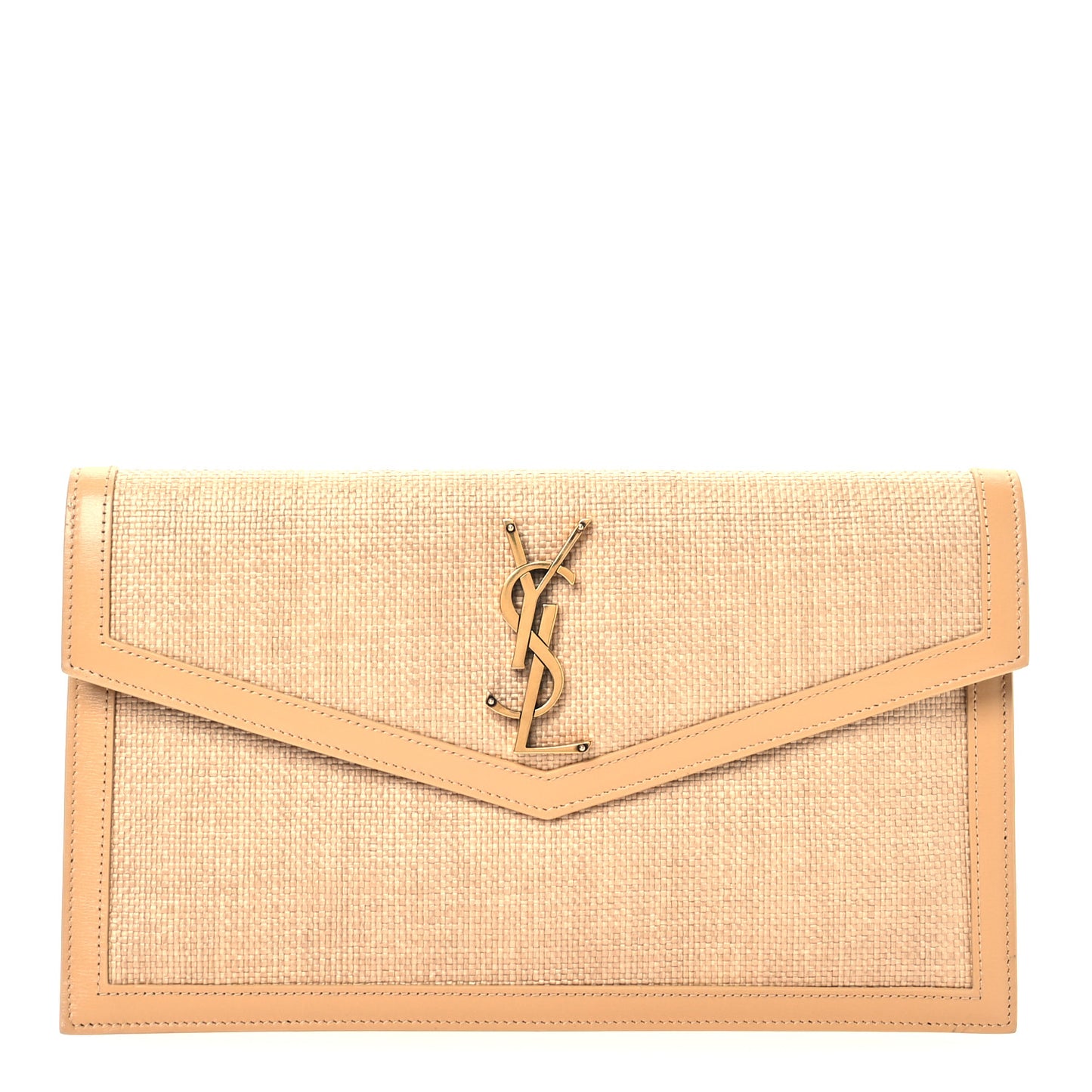Micro Raffia Uptown Pouch Natural Hay Blush