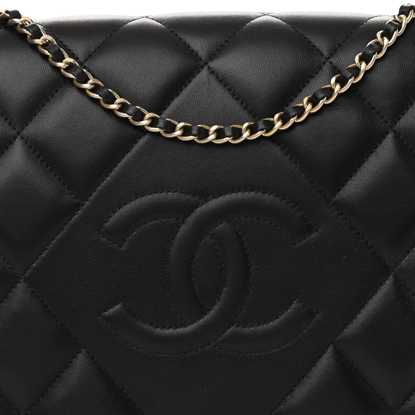Lambskin Quilted Medium Diamond CC Flap Black
