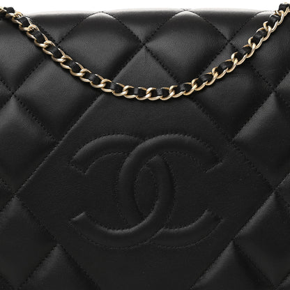 Chanel Lambskin Quilted Medium Diamond CC Flap Black 9 of 13