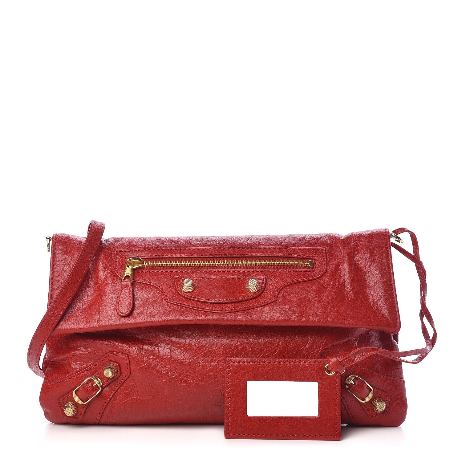 Balenciaga Agneau Giant 12 Gold Hardware Envelope Strap Clutch Rouge Lipstick 1 of 10