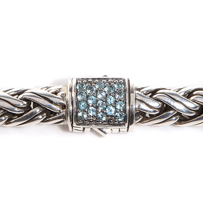 John Hardy Sterling Silver Blue Topaz Classic Chain Kepang Double Wrap Bracelet Medium 5 of 8
