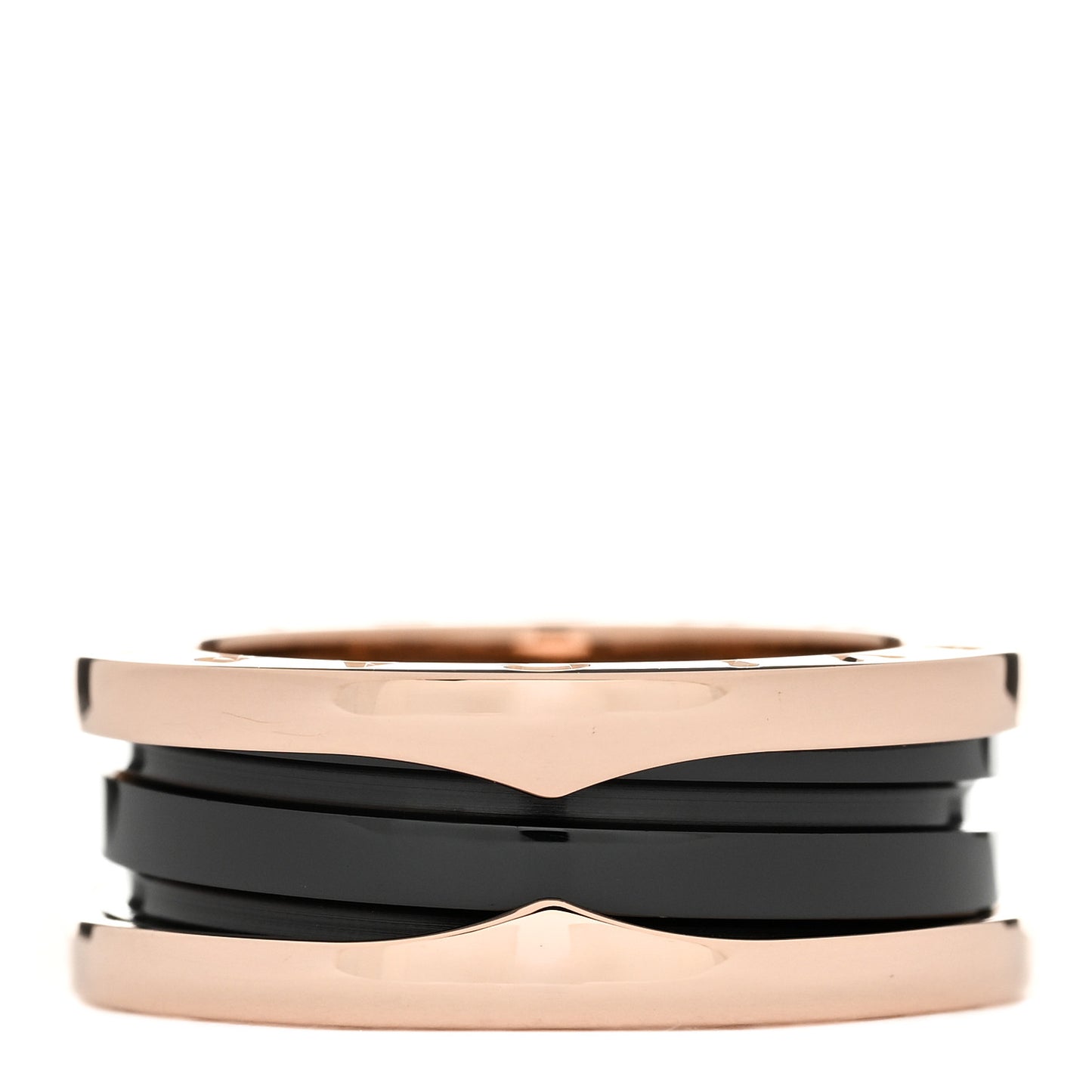 18K Rose Gold Black Ceramic B.Zero1 Two-Band Ring 53 6.25