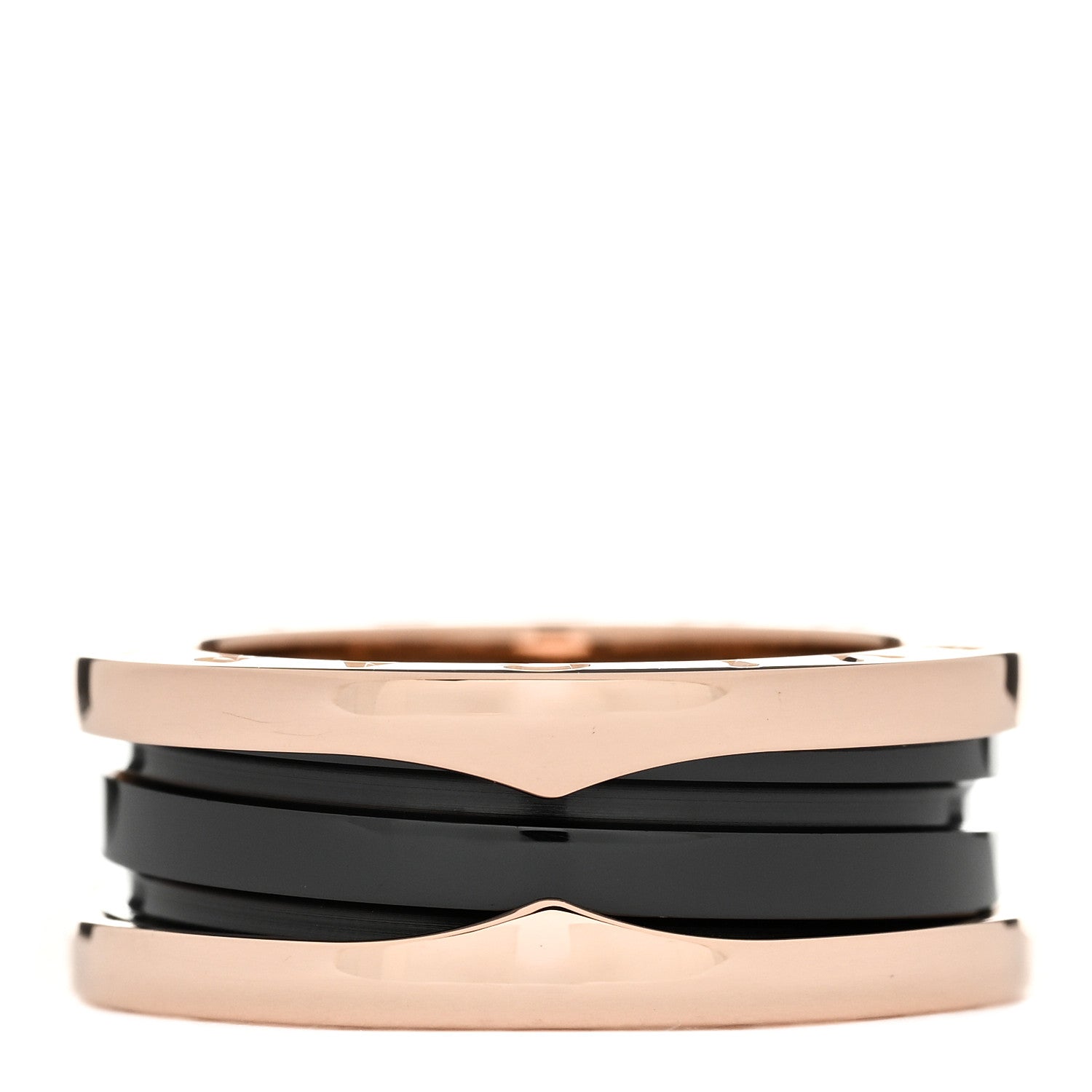 Bulgari 18K Rose Gold Black Ceramic B.Zero1 Two-Band Ring 53 6.25 2 of 6