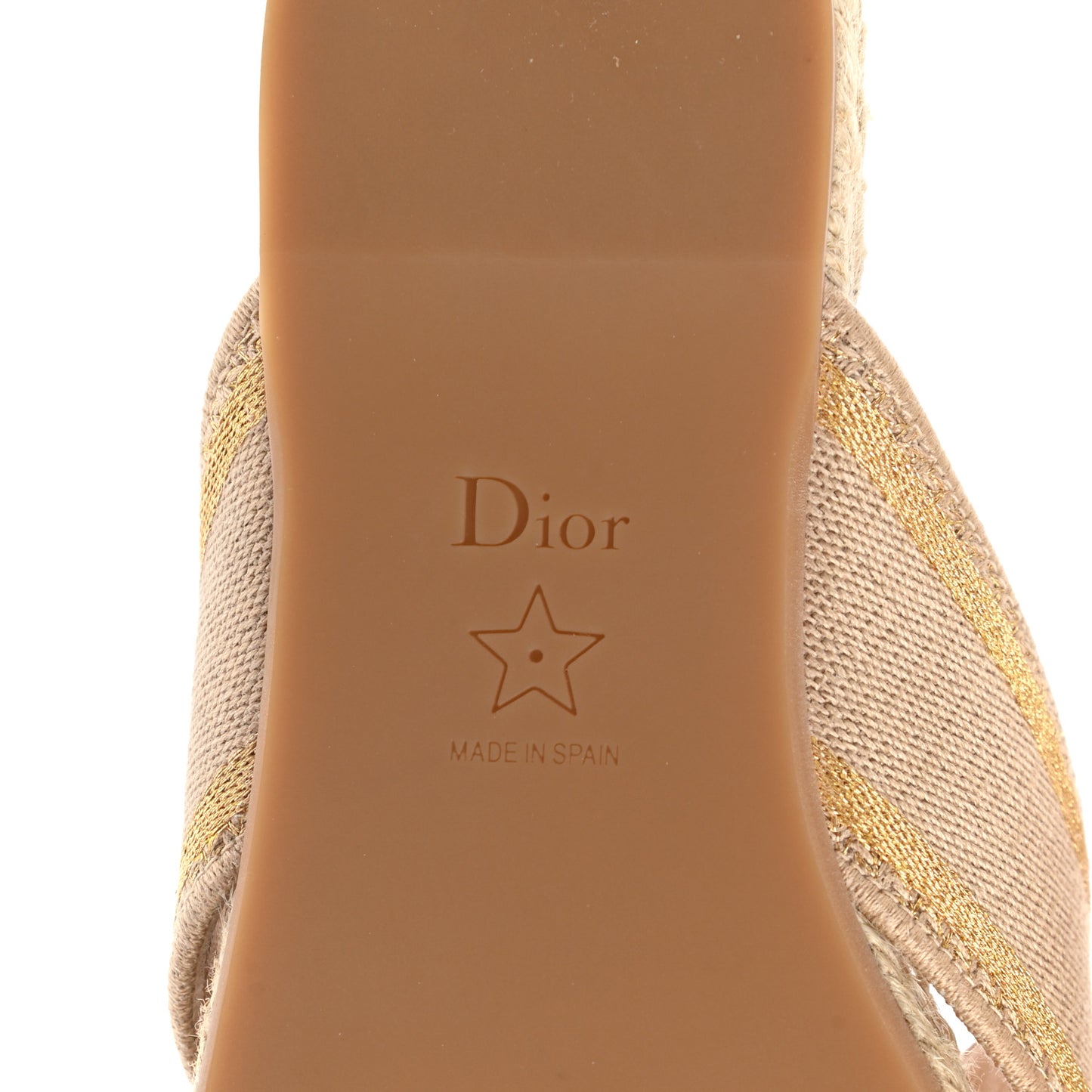 Canvas Embroidered Granville Espadrille Crisscross Flat Slide Sandals 37.5 Gold