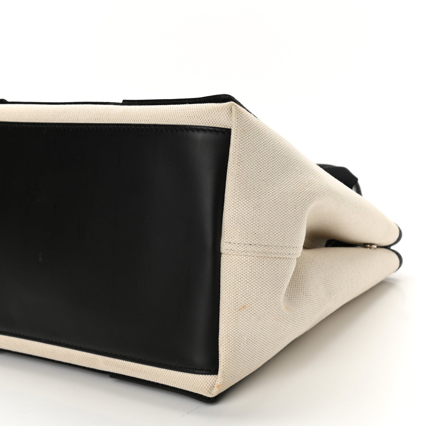 Cotton Canvas Satin Calfskin S Navy Cabas Natural Black