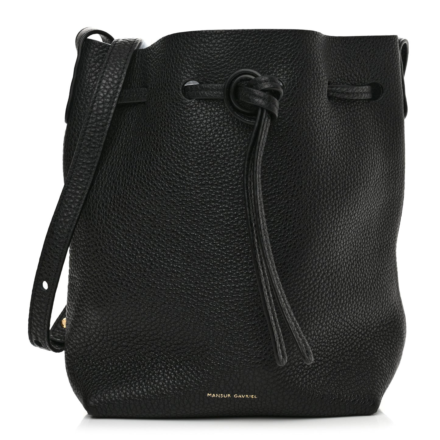 Tumbled Calfskin Mini Bucket Bag Black