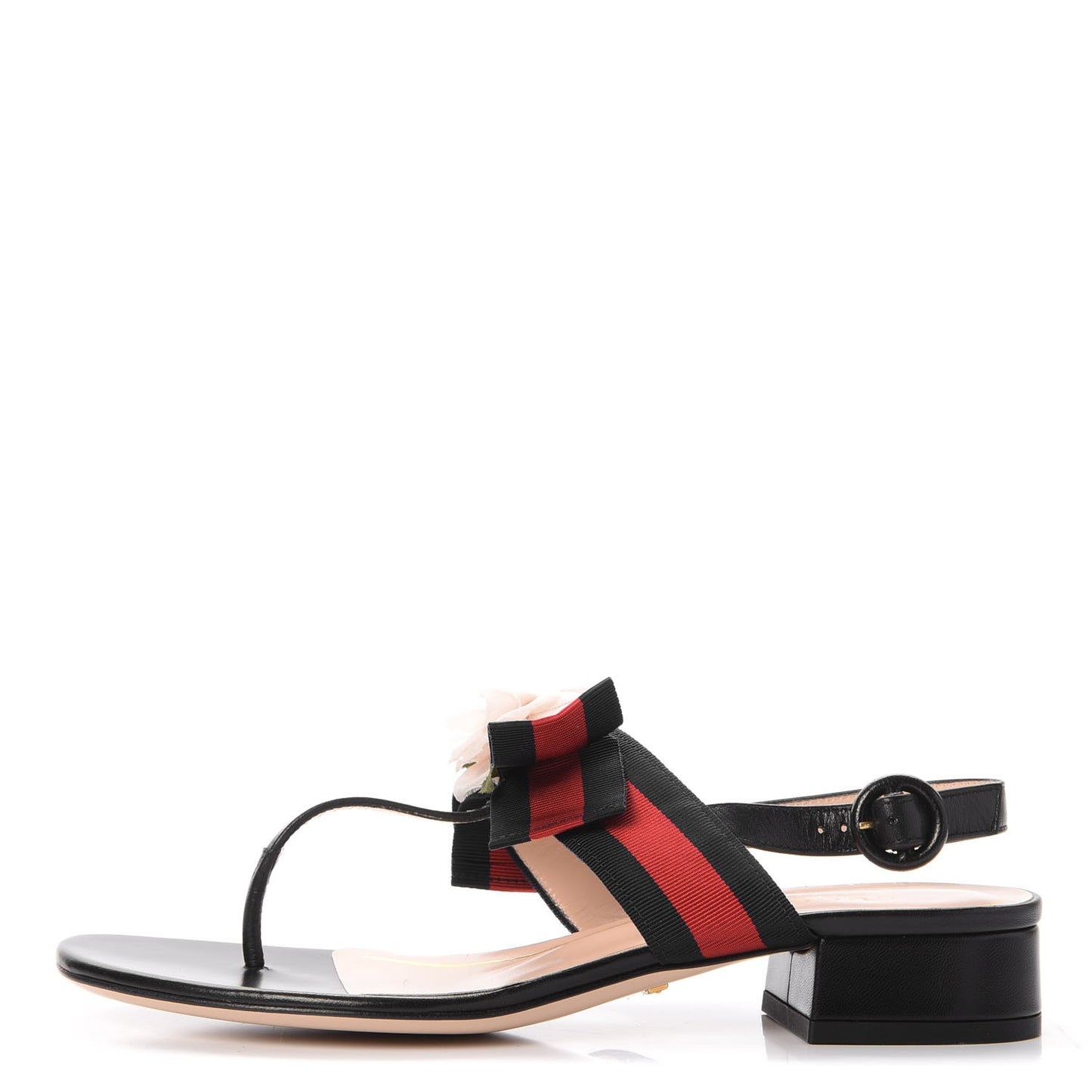 Lambskin Grosgrain Web Floral Thong Sandals 37.5 Blue