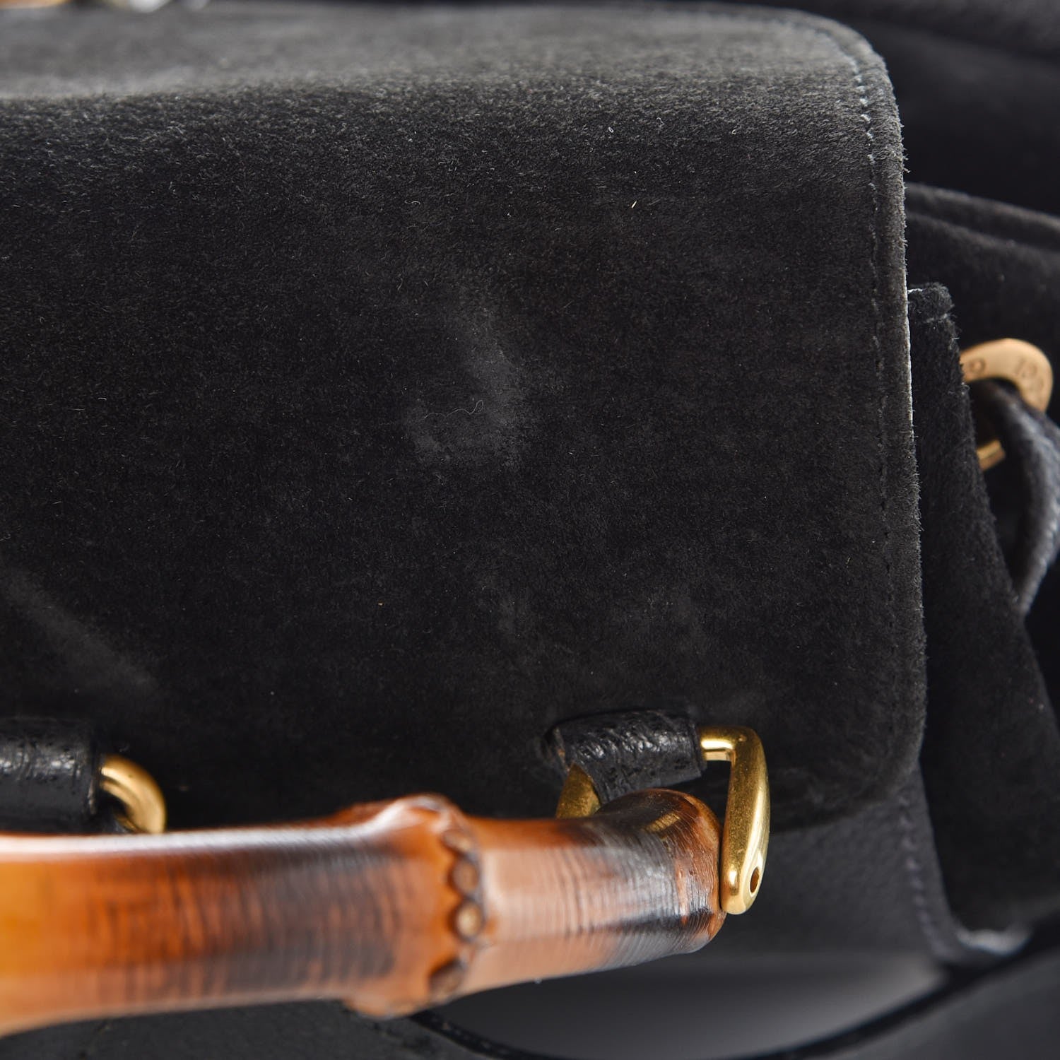 Gucci Suede Bamboo Backpack Black 10 of 16