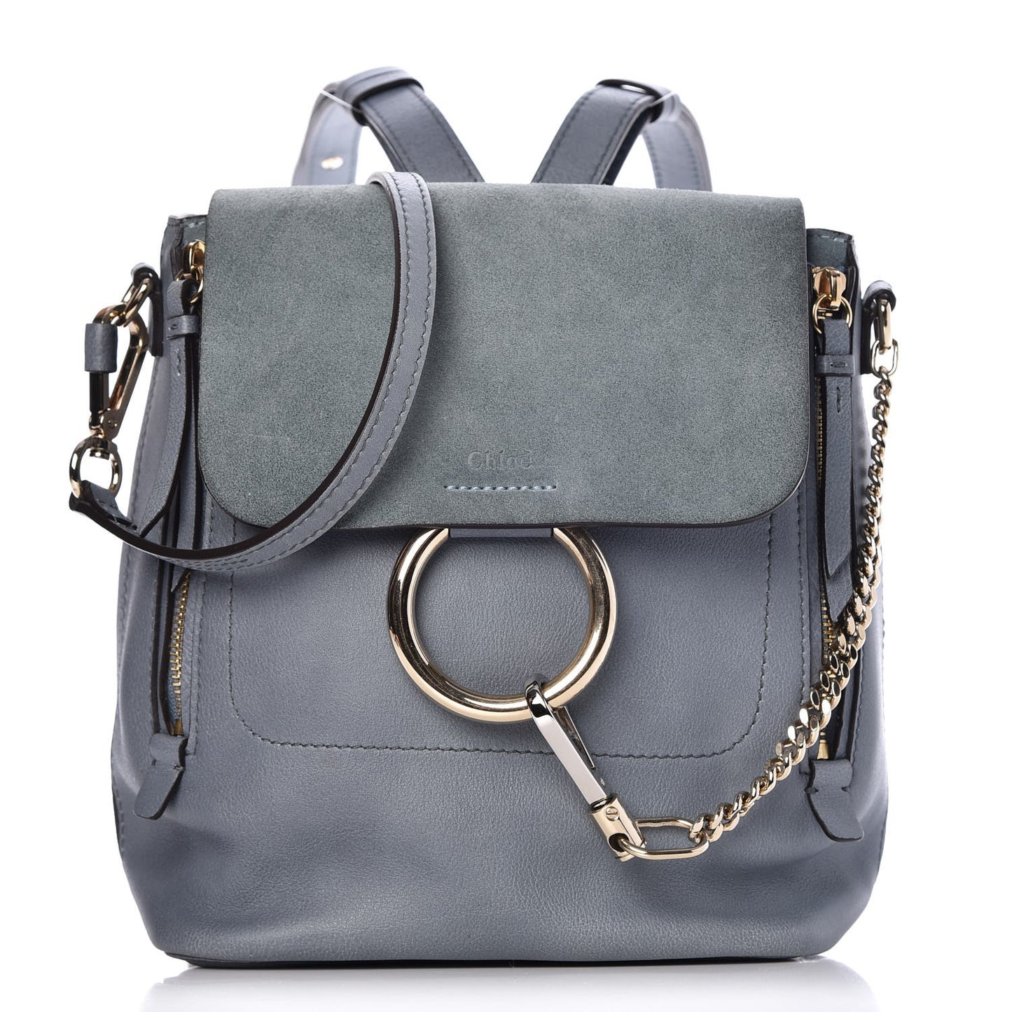 Suede Calfskin Small Faye Backpack Cloudy Blue