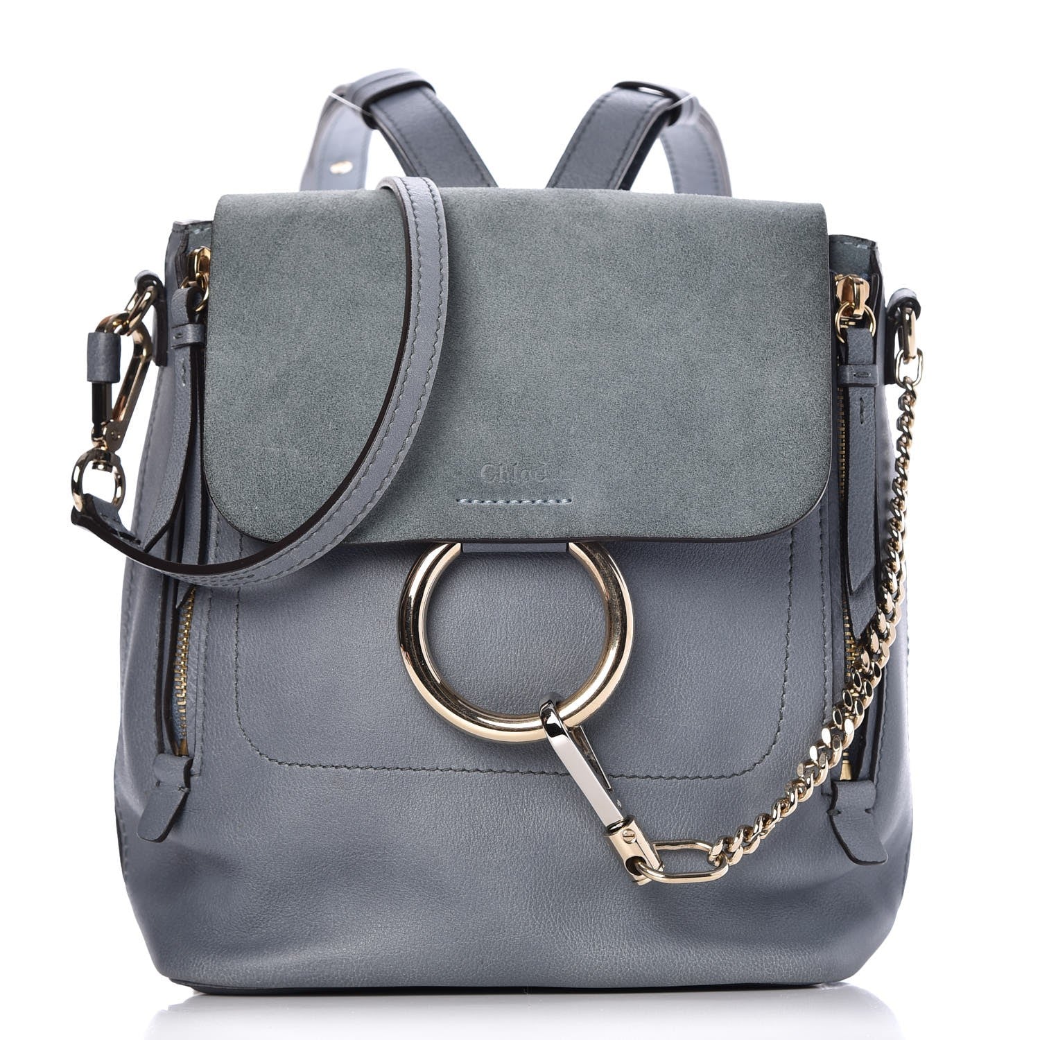 Chloe Suede Calfskin Small Faye Backpack Cloudy Blue 1 of 7