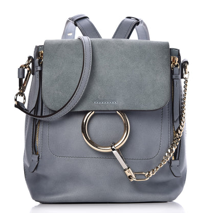 Chloe Suede Calfskin Small Faye Backpack Cloudy Blue 1 of 7