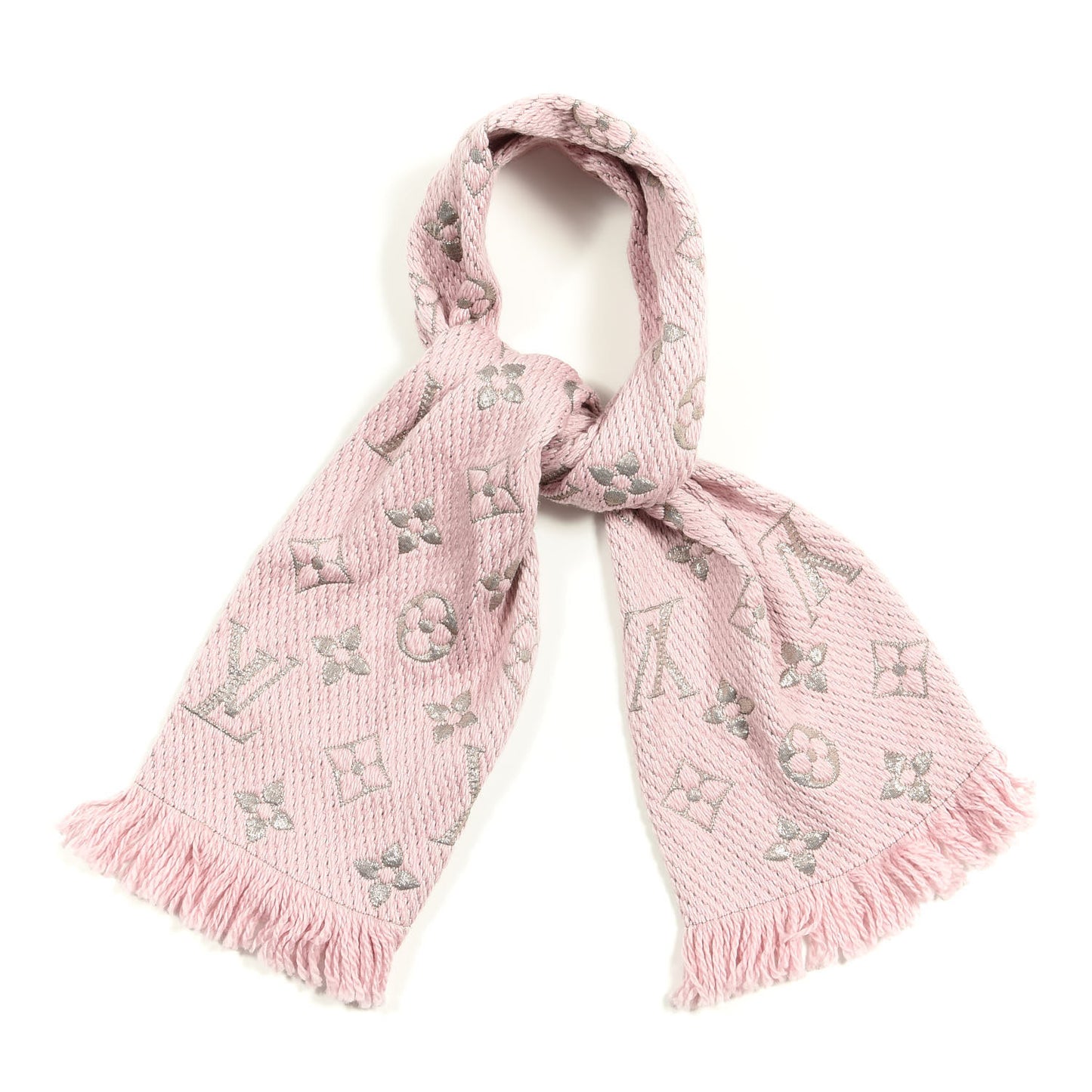 Wool Silk Logomania Shine Scarf Pink