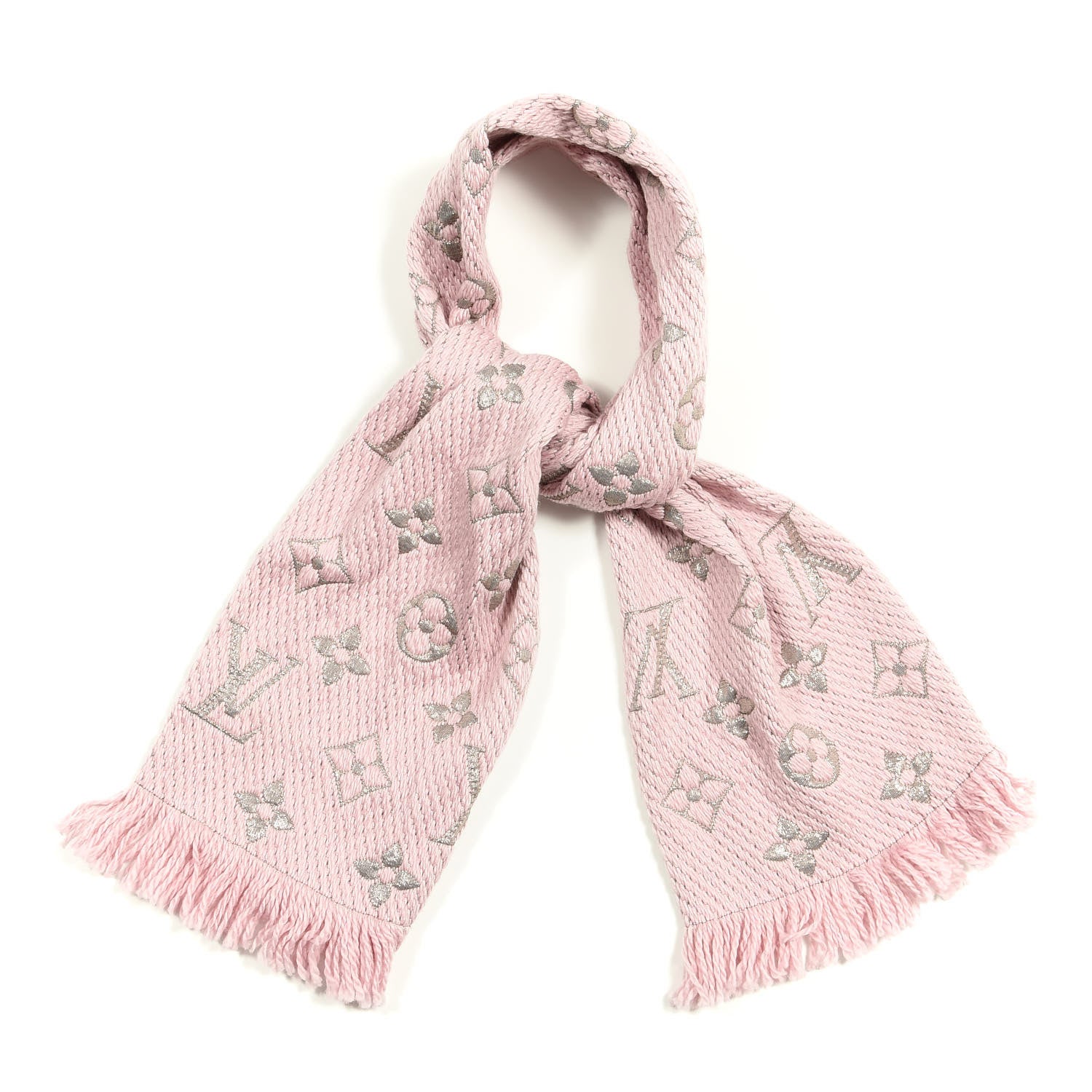 Louis Vuitton Wool Silk Logomania Shine Scarf Pink 1 of 3