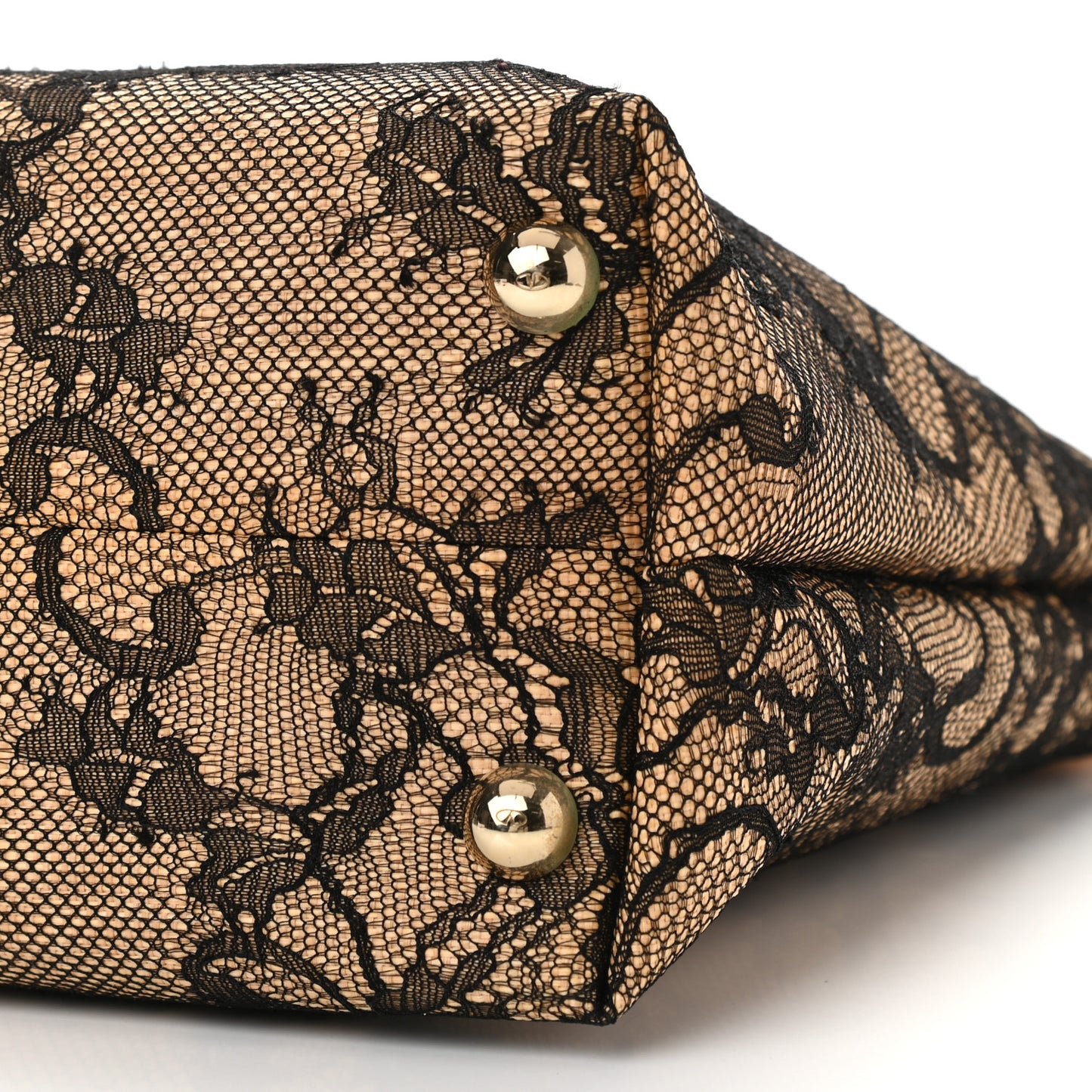 Raffia Straw Lace Tote Black