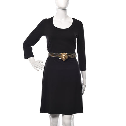 Gucci Calfskin Studded Feline Belt 105 42 Black 3 of 7