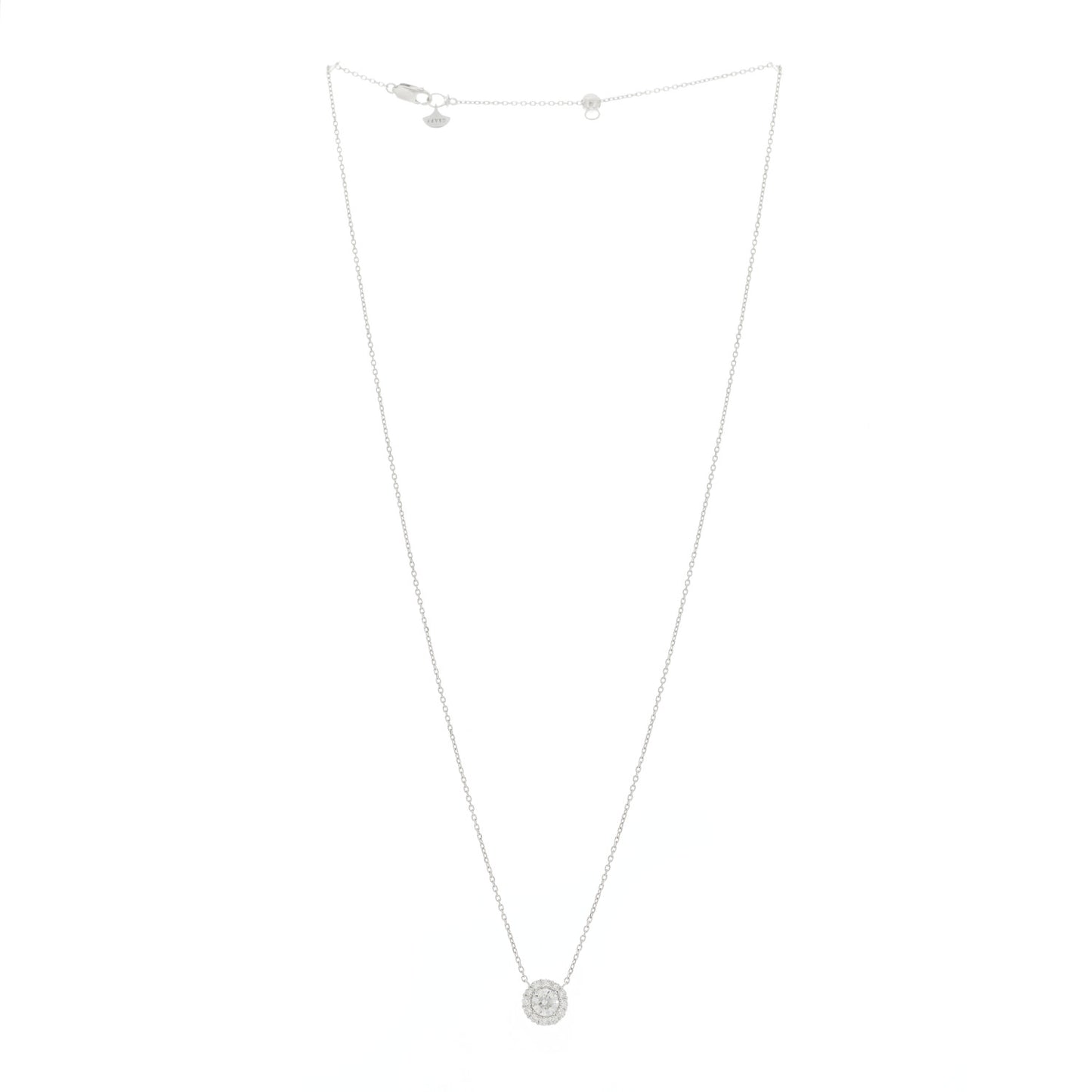18K White Gold Diamond .64ctw Icon Round Pendant Necklace