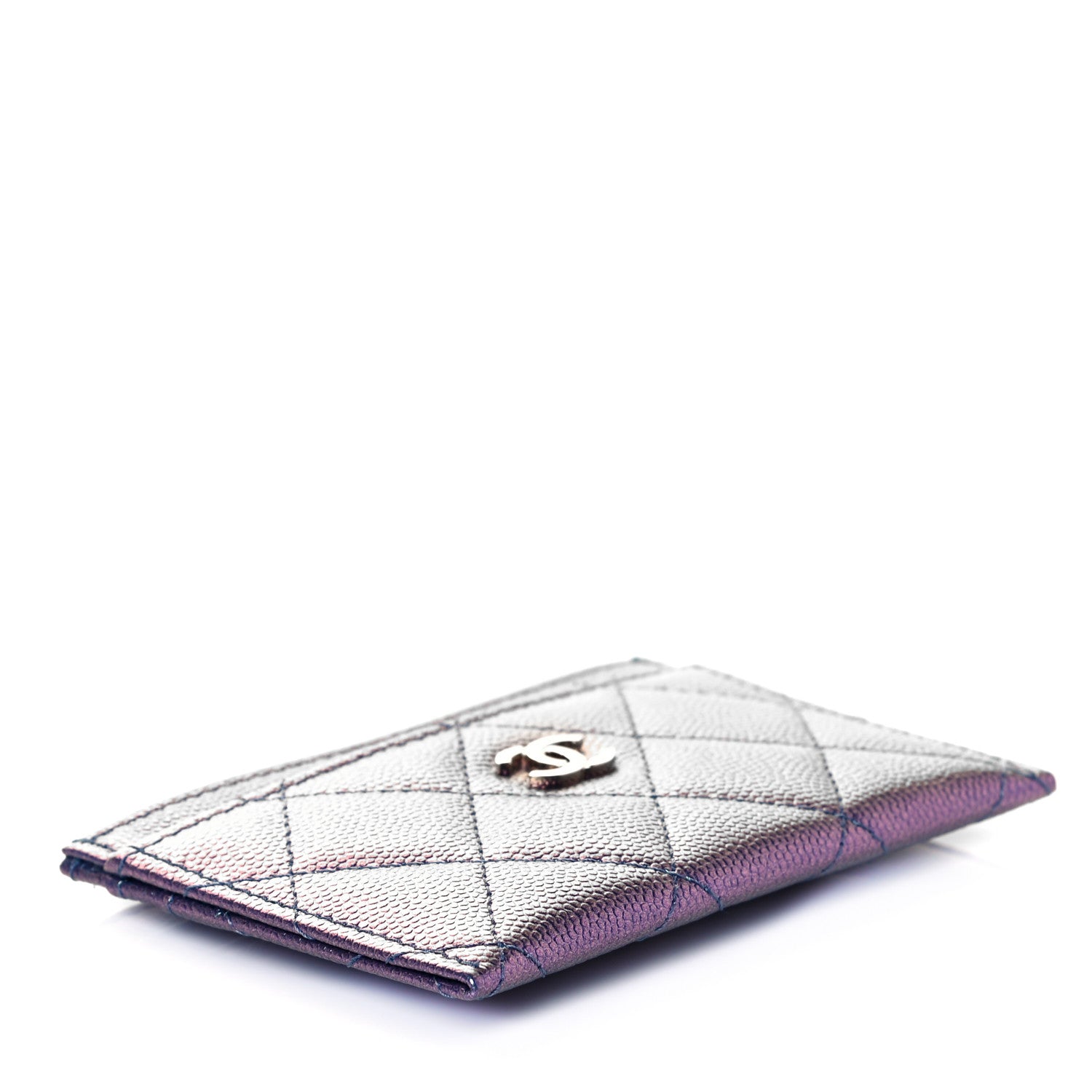 Chanel Iridescent Caviar Quilted Card Holder Dark Blue 7 of 9