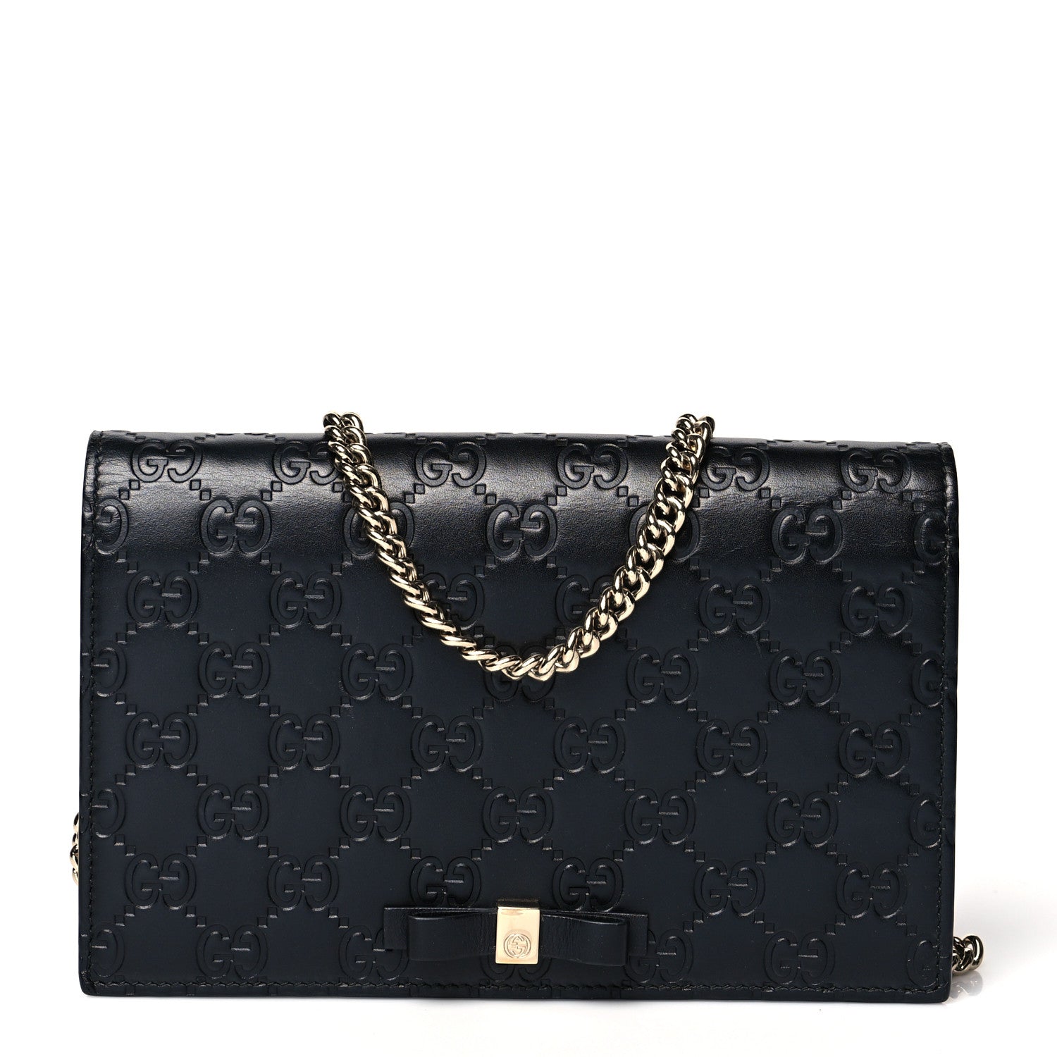 Gucci Guccissima Signature Bowy Chain Wallet Black 1 of 9