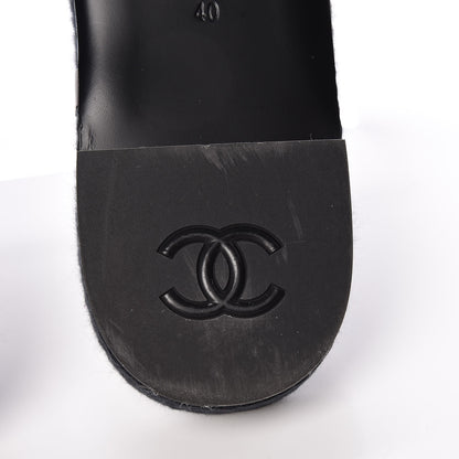 Chanel Cord CC Espadrille Slip On Sandals 40 Black 10 of 15