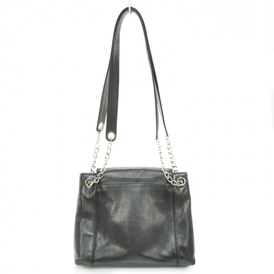 Caviar Flap Shoulder Bag Black SHW