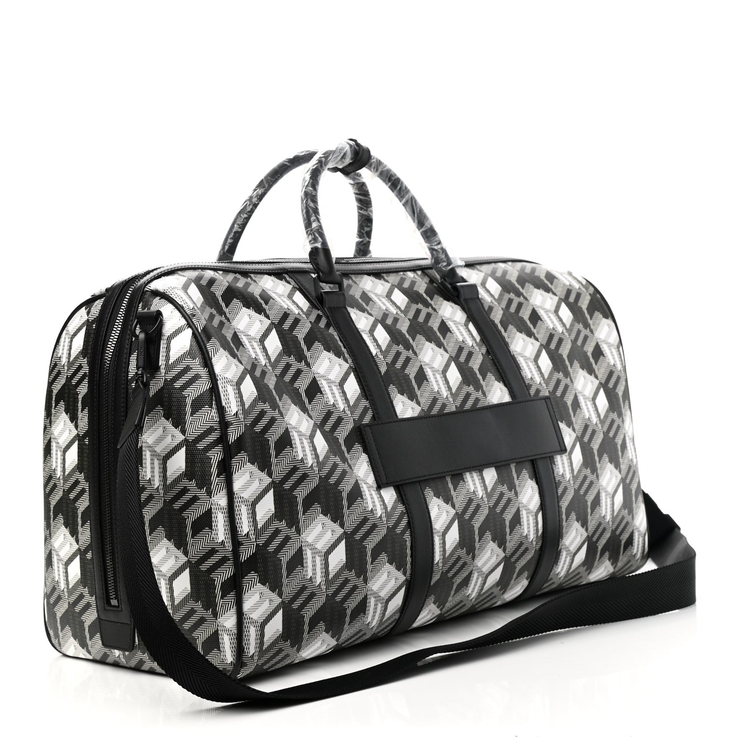 Cubic Monogram Large Traveler Weekender Bag Black White