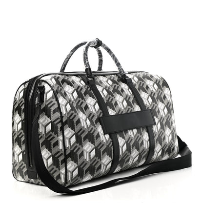 MCM Cubic Monogram Large Traveler Weekender Bag Black White 2 of 8