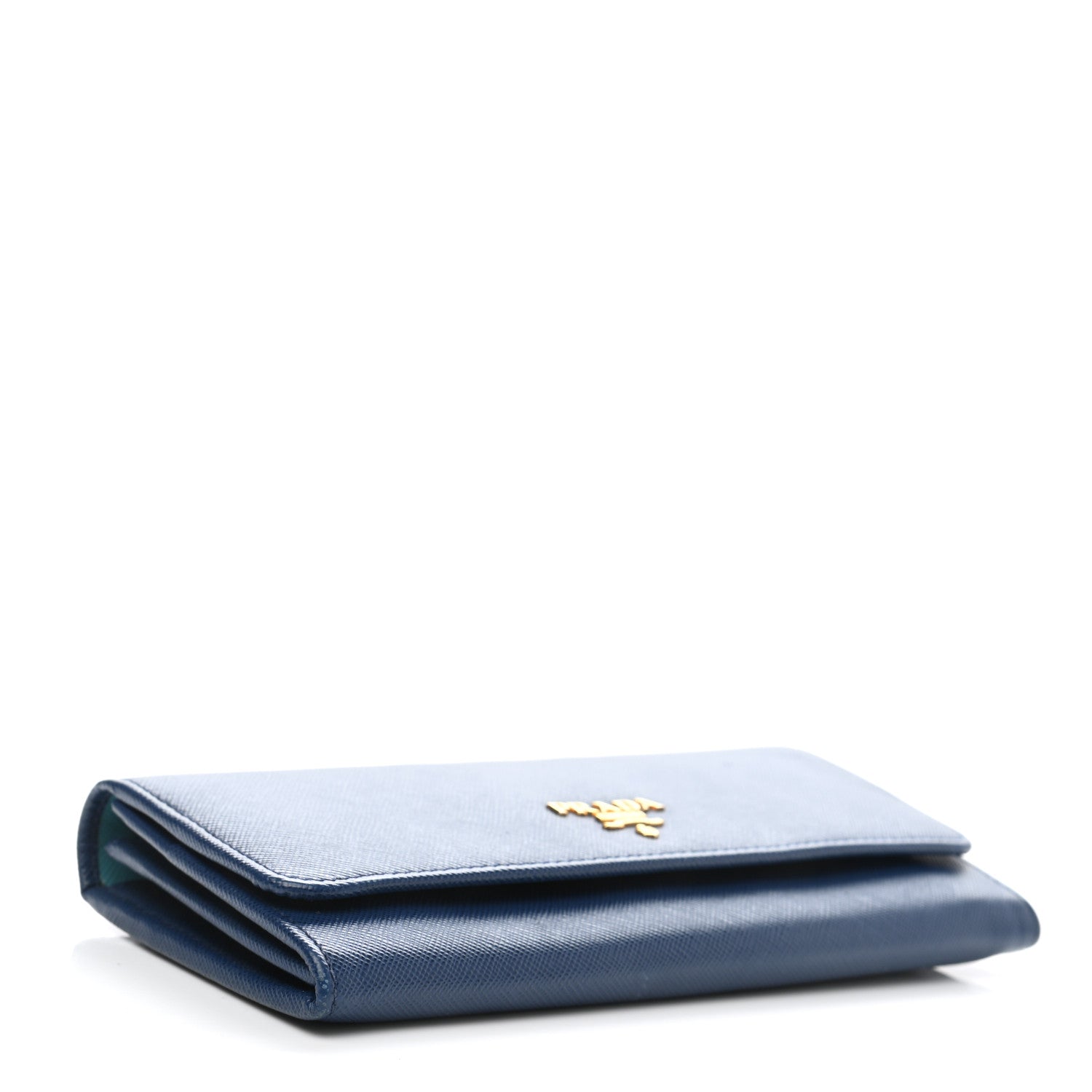 Prada Saffiano Metal Continental Flap Wallet Bluette Cobalto Turchese 5 of 8